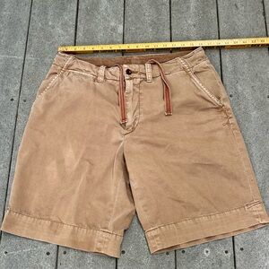 Vintage Polo By Ralph Lauren Shorts Mens 32x10‎ Khaki Flat Front Cotton Preppy